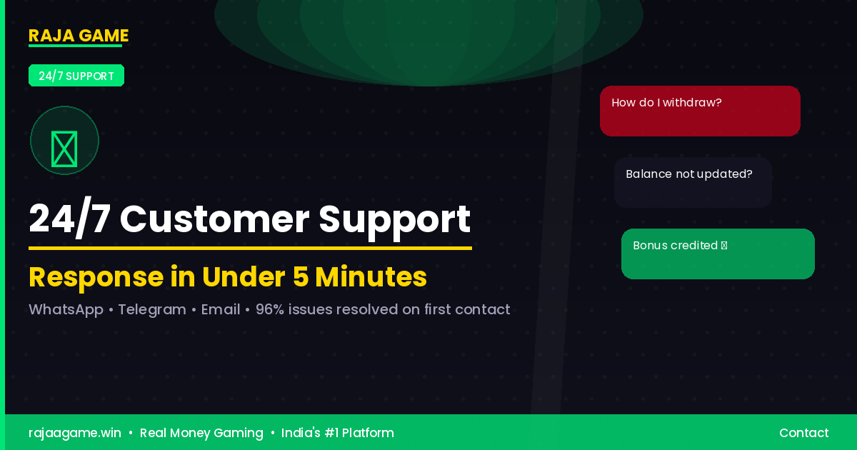 Contact Raja Game Customer Support 24 7 WhatsApp Telegram Email India