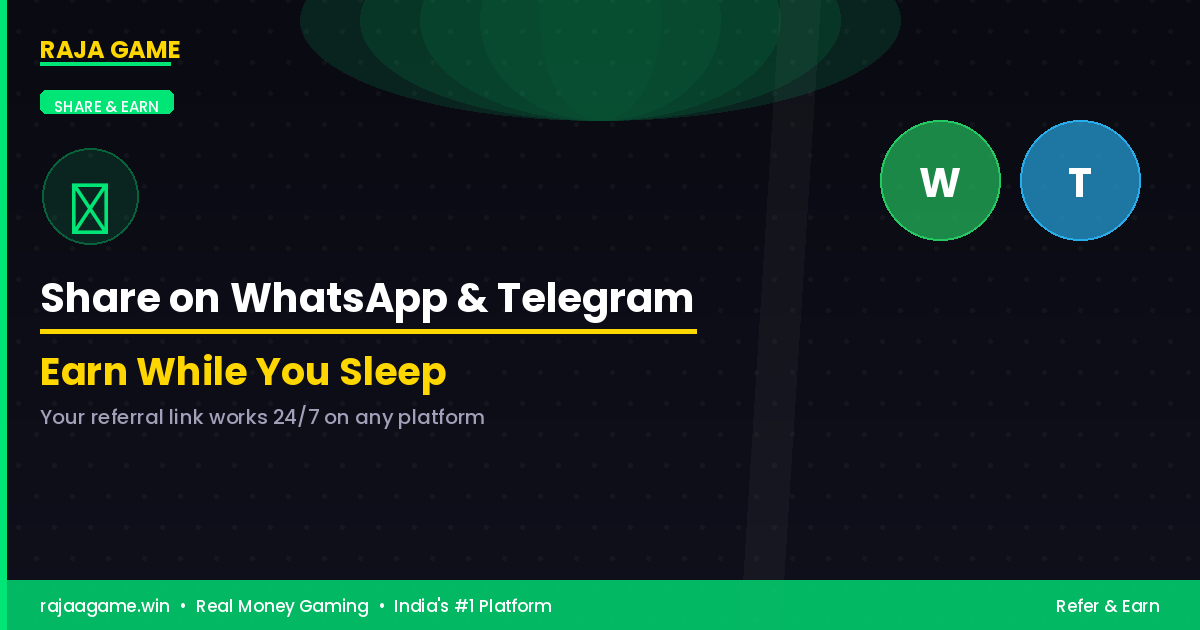 Share Referral Code WhatsApp Telegram Instagram Earn Cash India Raja Game